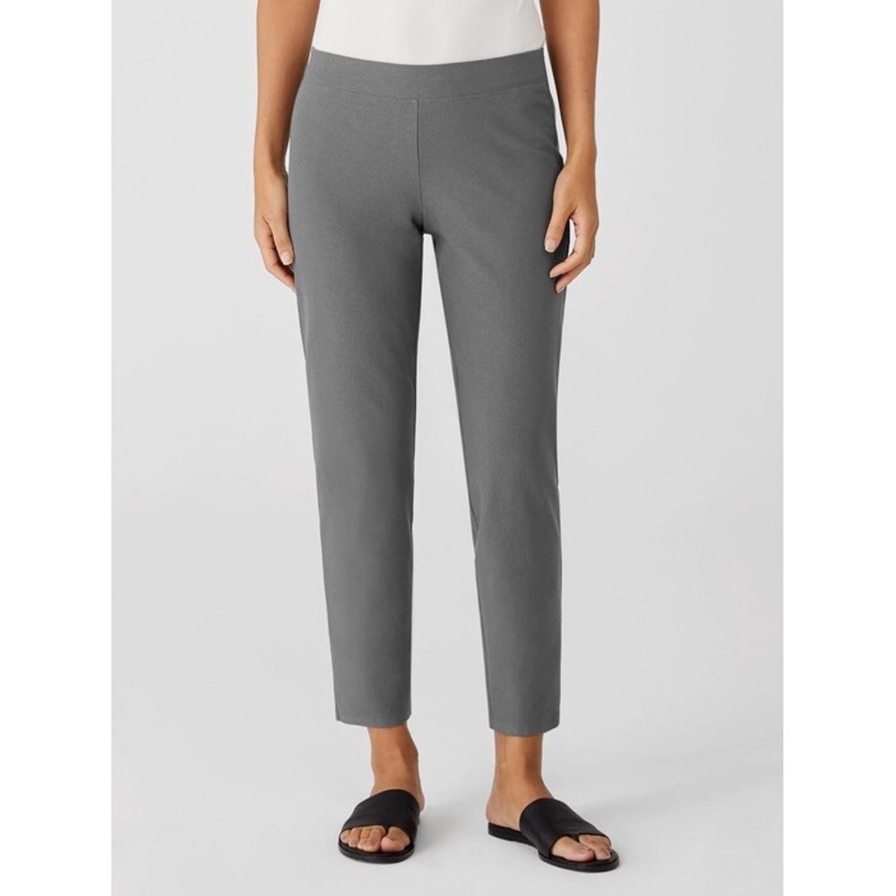 Eileen Fisher Washable‎ Stretch Crepe Slim Ankle Pant in Gray Size Medium